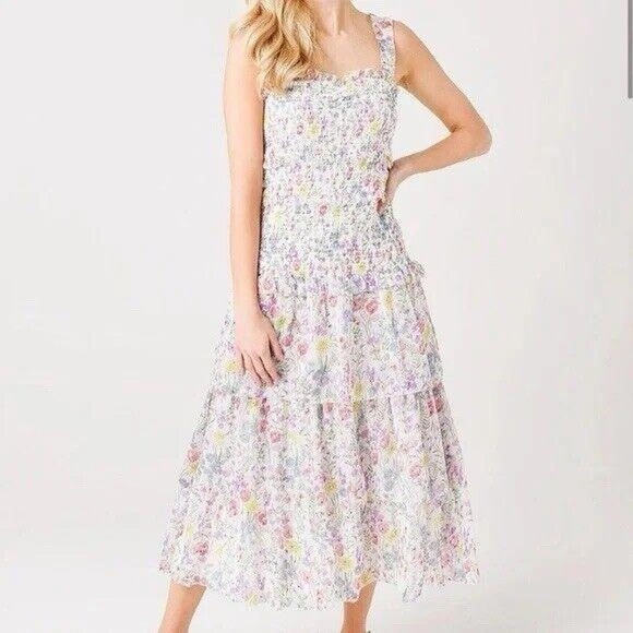 SAYLOR Floral Garden Tiered Sundress for Spring Women's Medium - Picture 11 of 11